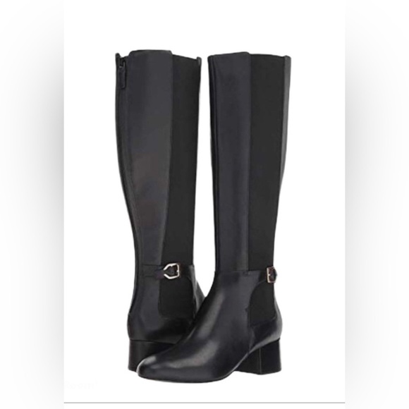 COLE HAAN LEATHER Avani Stretch Black Riding Boots-9.5 - Picture 1 of 16